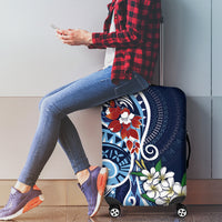 Bula Fiji Tagimaucia Mix Plumeria Masi Tapa Luggage Cover Blue