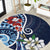 Bula Fiji Tagimaucia Mix Plumeria Masi Tapa Round Carpet Blue