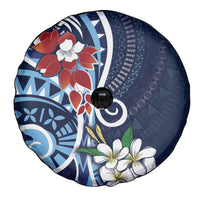 Bula Fiji Tagimaucia Mix Plumeria Masi Tapa Spare Tire Cover Blue