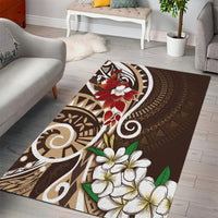 Bula Fiji Tagimaucia Mix Plumeria Masi Tapa Area Rug Brown