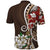 Bula Fiji Tagimaucia Mix Plumeria Masi Tapa Polo Shirt Brown LT7 - Polynesian Pride