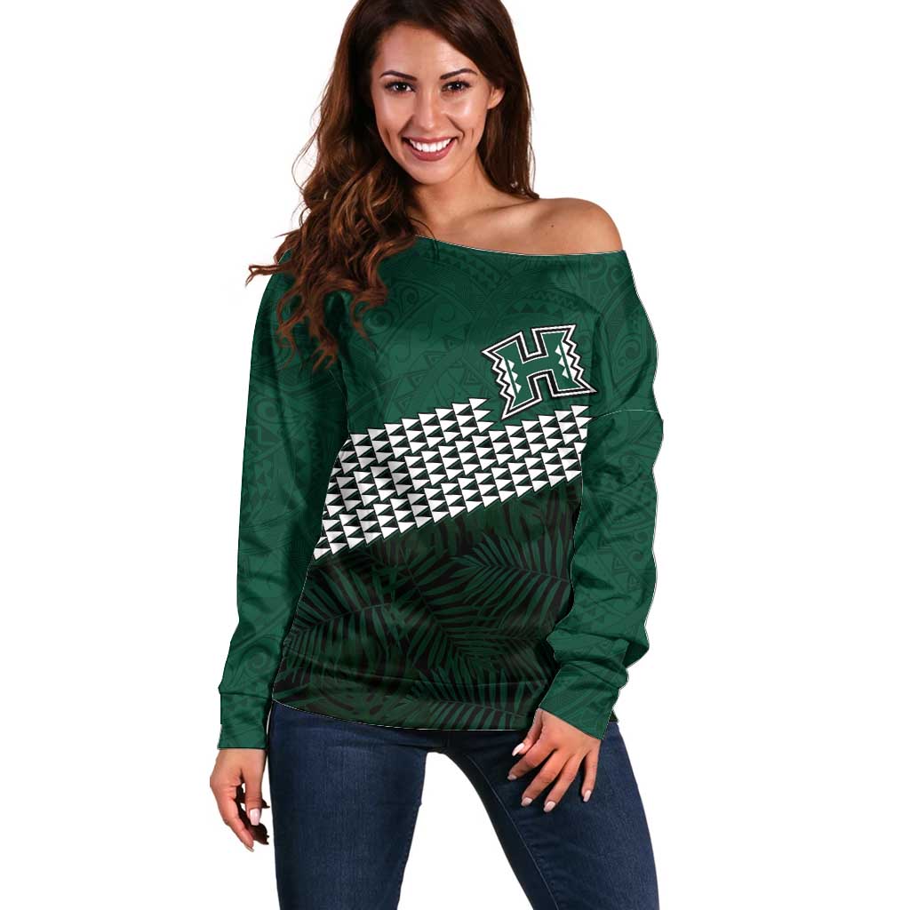 Hawaii Rainbow Warriors Alumni Custom Off Shoulder Sweater Kanaka Arrows Tropical Vibes