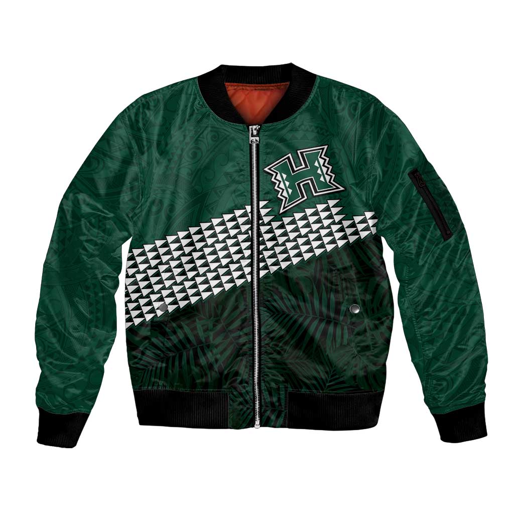 Hawaii Rainbow Warriors Alumni Custom Sleeve Zip Bomber Jacket Kanaka Arrows Tropical Vibes