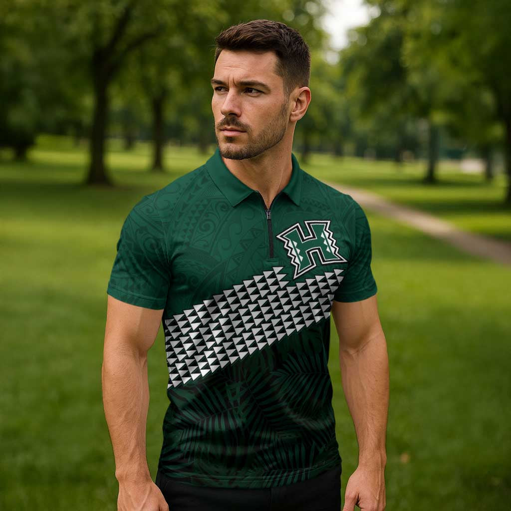 Hawaii Rainbow Warriors Alumni Custom Zipper Polo Shirt Kanaka Arrows Tropical Vibes