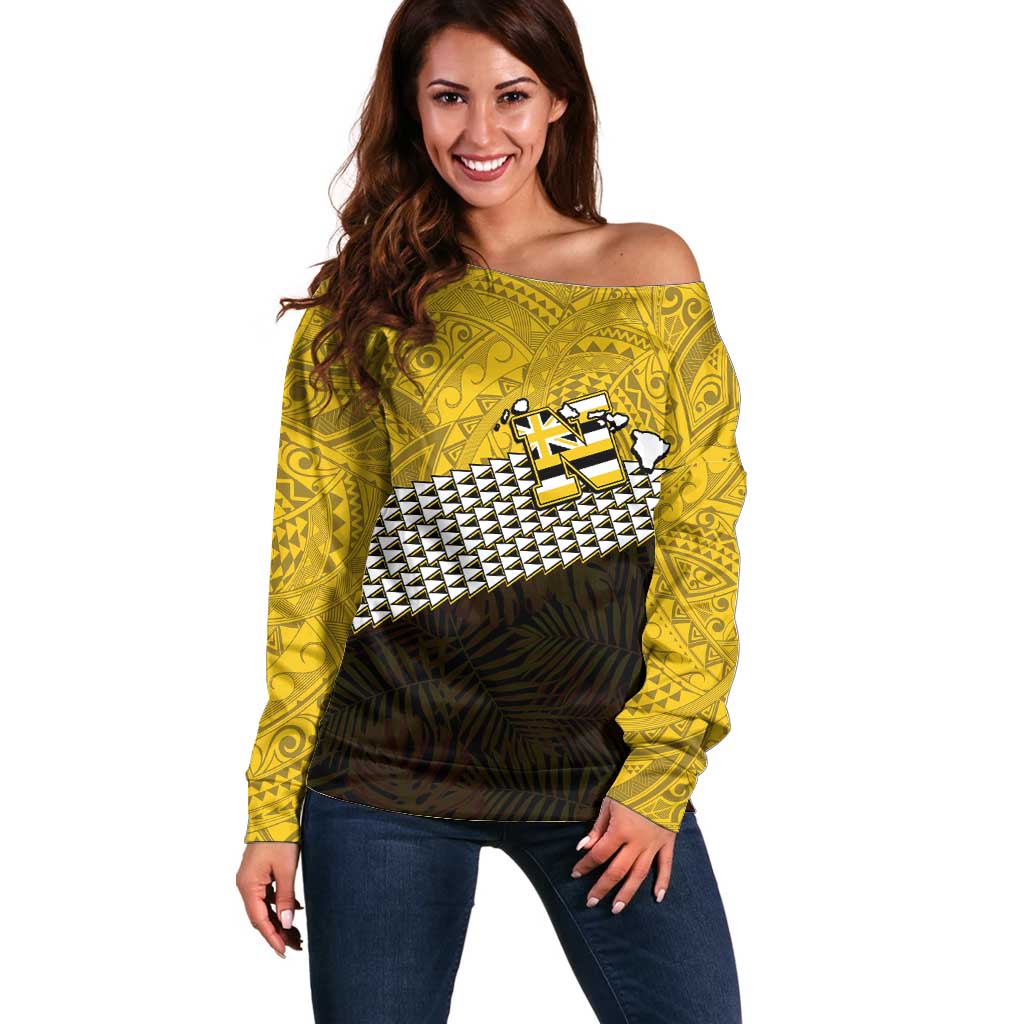 Hawaii Nanakuli High Alumni Custom Off Shoulder Sweater Kanaka Arrows Tropical Vibes