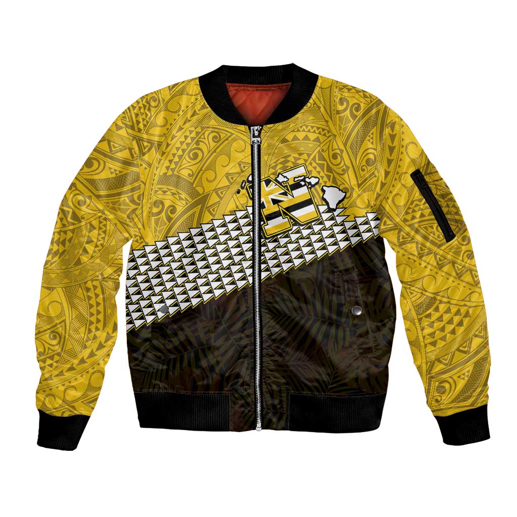 Hawaii Nanakuli High Alumni Custom Sleeve Zip Bomber Jacket Kanaka Arrows Tropical Vibes
