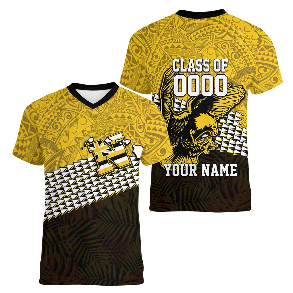 Hawaii Nanakuli High Alumni Custom Women V-Neck T-Shirt Kanaka Arrows Tropical Vibes