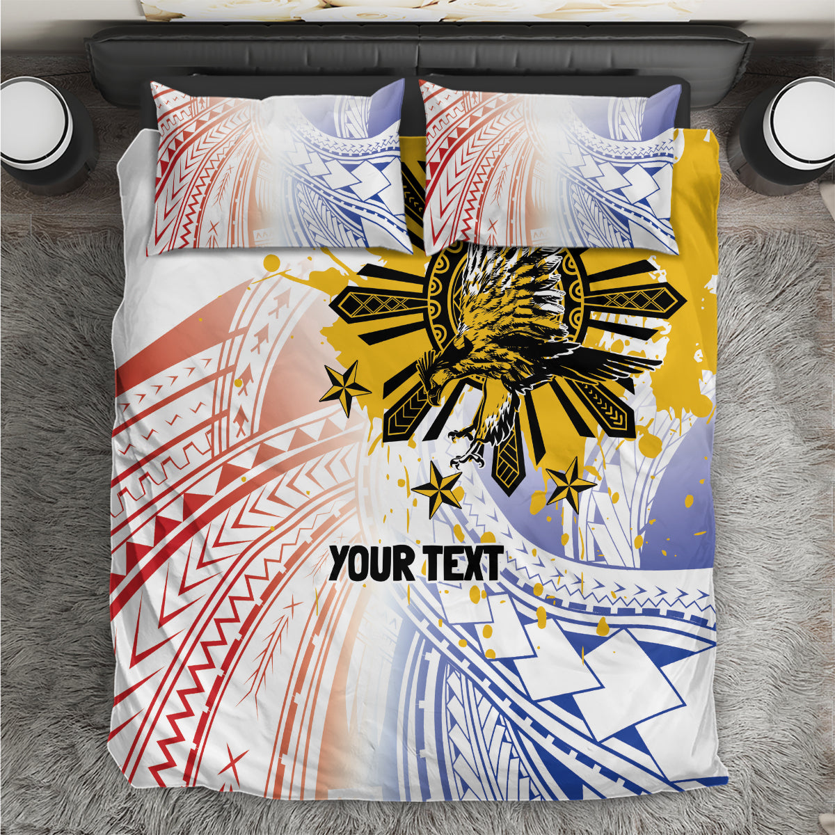 Philippines Independence Day Bedding Set Eagle Mix Filipino Flag Tribal Style