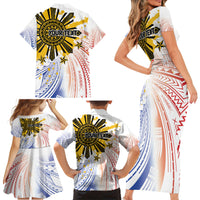 Philippines Independence Day Family Matching Short Sleeve Bodycon Dress and Hawaiian Shirt Eagle Mix Filipino Flag Tribal Style