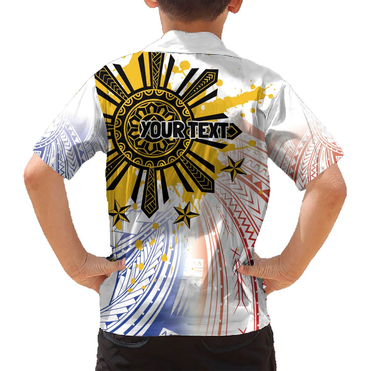 Philippines Independence Day Kid Hawaiian Shirt Eagle Mix Filipino Flag Tribal Style