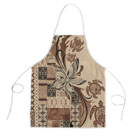 Talofa Samoa Mamanu Siapo Mix Malu Apron Classic Beige Frangipani and Turtles