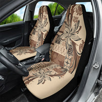 Talofa Samoa Mamanu Siapo Mix Malu Car Seat Cover Classic Beige Frangipani and Turtles LT7 - Polynesian Pride