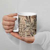 Talofa Samoa Mamanu Siapo Mix Malu Ceramic Mug Classic Beige Frangipani and Turtles