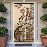 Talofa Samoa Mamanu Siapo Mix Malu Door Cover Classic Beige Frangipani and Turtles