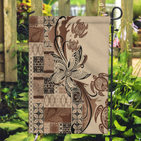 Talofa Samoa Mamanu Siapo Mix Malu Garden Flag Classic Beige Frangipani and Turtles LT7 Garden Flag Beige - Polynesian Pride