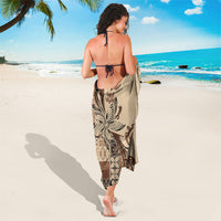 Talofa Samoa Mamanu Siapo Mix Malu Sarong Classic Beige Frangipani and Turtles LT7 - Polynesian Pride