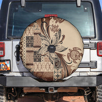 Talofa Samoa Mamanu Siapo Mix Malu Spare Tire Cover Classic Beige Frangipani and Turtles LT7 Beige - Polynesian Pride