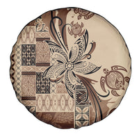 Talofa Samoa Mamanu Siapo Mix Malu Spare Tire Cover Classic Beige Frangipani and Turtles LT7 - Polynesian Pride