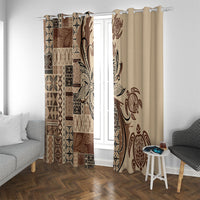 Talofa Samoa Mamanu Siapo Mix Malu Window Curtain Classic Beige Frangipani and Turtles