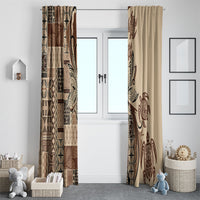 Talofa Samoa Mamanu Siapo Mix Malu Window Curtain Classic Beige Frangipani and Turtles