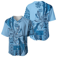 Talofa Samoa Mamanu Siapo Mix Malu Baseball Jersey Cool Blue Frangipani and Turtles