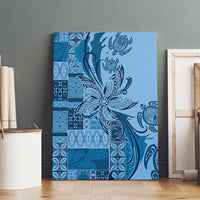 Talofa Samoa Mamanu Siapo Mix Malu Canvas Wall Art Cool Blue Frangipani and Turtles LT7 - Polynesian Pride