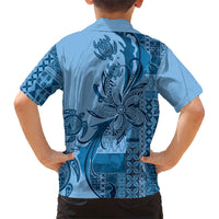 Talofa Samoa Mamanu Siapo Mix Malu Hawaiian Shirt Cool Blue Frangipani and Turtles