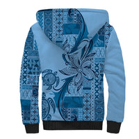Talofa Samoa Mamanu Siapo Mix Malu Sherpa Hoodie Cool Blue Frangipani and Turtles LT7 - Polynesian Pride