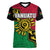 Personalised Vanuatu Women V Neck T Shirt Mix Aboriginal Dot Art LT7 Female Art - Polynesian Pride