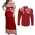 Personalised Tonga Rugby Couples Matching Off Shoulder Maxi Dress and Long Sleeve Button Shirts Mate Ma'a Tonga Champions LT7 Red - Polynesian Pride