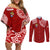 Personalised Tonga Rugby Couples Matching Off Shoulder Short Dress and Long Sleeve Button Shirts Mate Ma'a Tonga Champions LT7 Red - Polynesian Pride