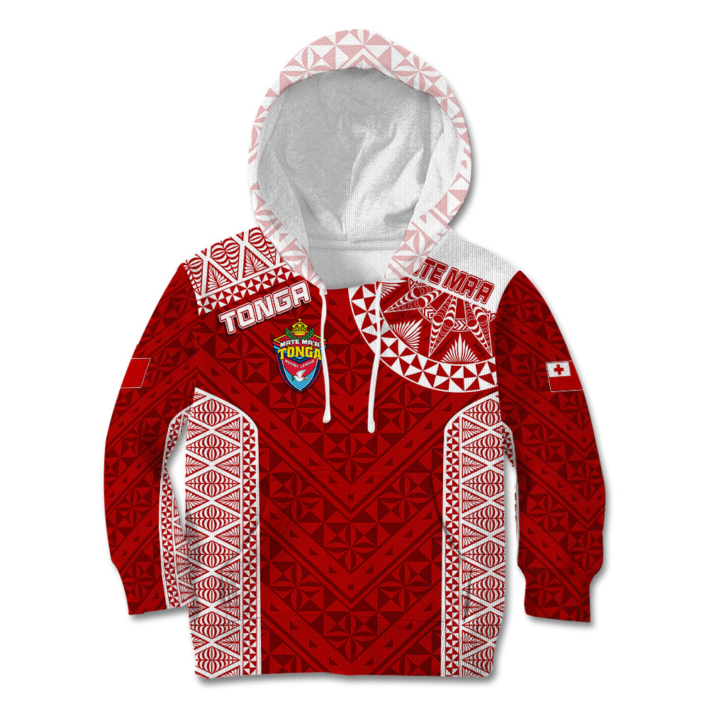 Personalised Tonga Rugby Kid Hoodie Mate Ma'a Tonga Champions LT7 Hoodie Red - Polynesian Pride