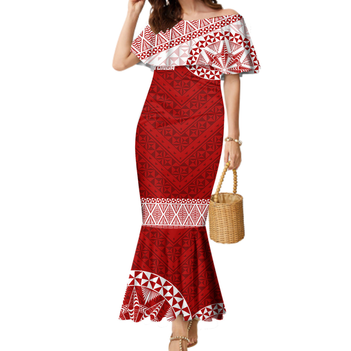 Personalised Tonga Rugby Mermaid Dress Mate Ma'a Tonga Champions LT7 Women Red - Polynesian Pride