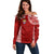 Personalised Tonga Rugby Off Shoulder Sweater Mate Ma'a Tonga Champions LT7 Women Red - Polynesian Pride