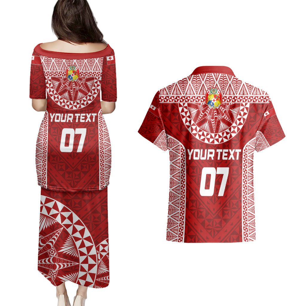 Personalised Tonga Rugby Couples Matching Puletasi Dress and Hawaiian Shirt Ikale Tahi Champions World Cup 2023 LT7 - Polynesian Pride