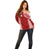 Personalised Tonga Rugby Off Shoulder Sweater Ikale Tahi Champions World Cup 2023 LT7 - Polynesian Pride
