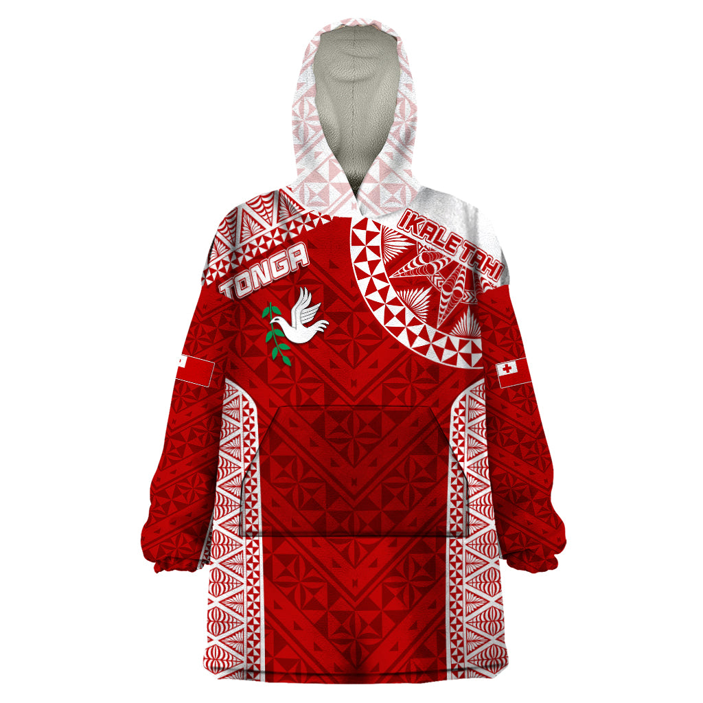 Personalised Tonga Rugby Wearable Blanket Hoodie Ikale Tahi Champions World Cup 2023 LT7 One Size Red - Polynesian Pride