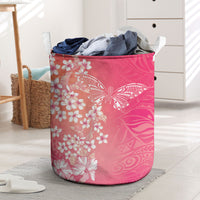 Dreamy Butterfly Polynesian - Breast Cancer Awareness Laundry Basket Floral Vibes