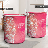 Dreamy Butterfly Polynesian - Breast Cancer Awareness Laundry Basket Floral Vibes