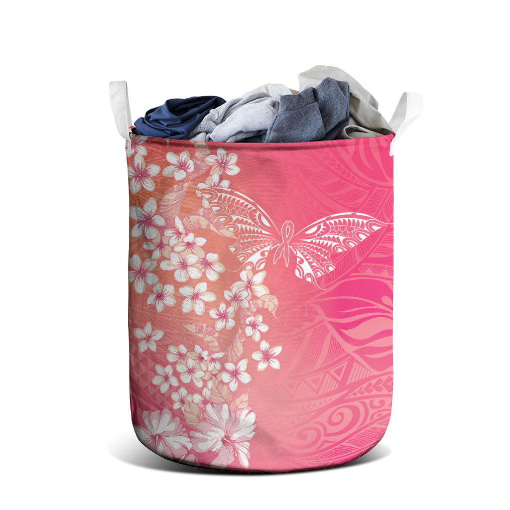 Dreamy Butterfly Polynesian - Breast Cancer Awareness Laundry Basket Floral Vibes