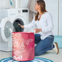 Dreamy Butterfly Polynesian - Breast Cancer Awareness Laundry Basket Floral Vibes