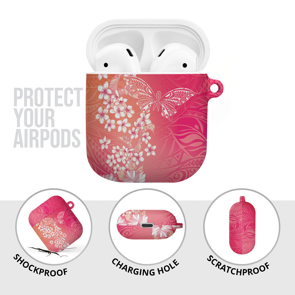 Dreamy Butterfly Polynesian - Breast Cancer Awareness AirPods Case Floral Vibes