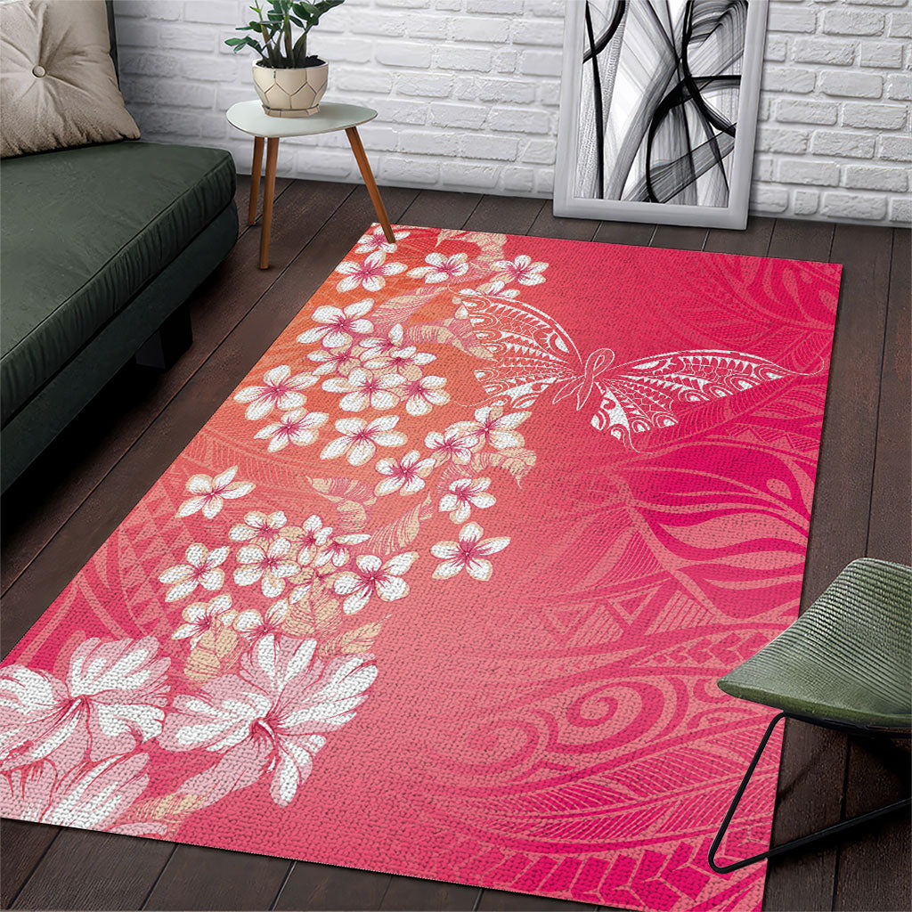 Dreamy Butterfly Polynesian - Breast Cancer Awareness Area Rug Floral Vibes