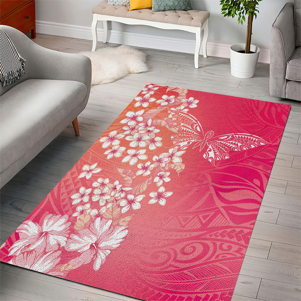 Dreamy Butterfly Polynesian - Breast Cancer Awareness Area Rug Floral Vibes