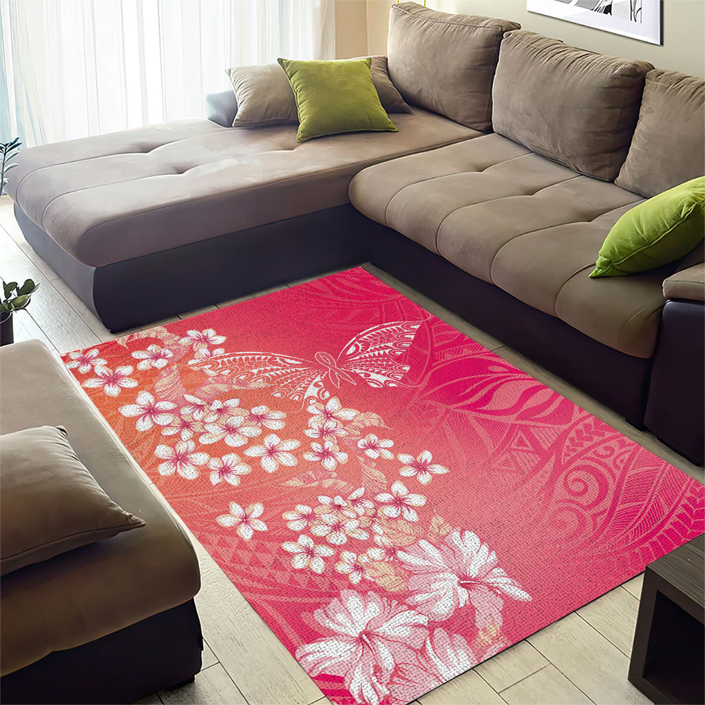 Dreamy Butterfly Polynesian - Breast Cancer Awareness Area Rug Floral Vibes