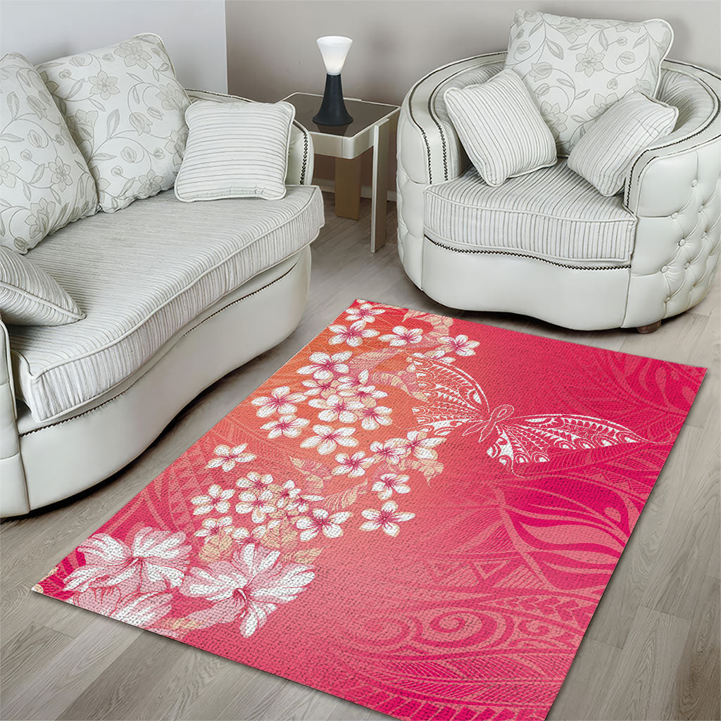 Dreamy Butterfly Polynesian - Breast Cancer Awareness Area Rug Floral Vibes