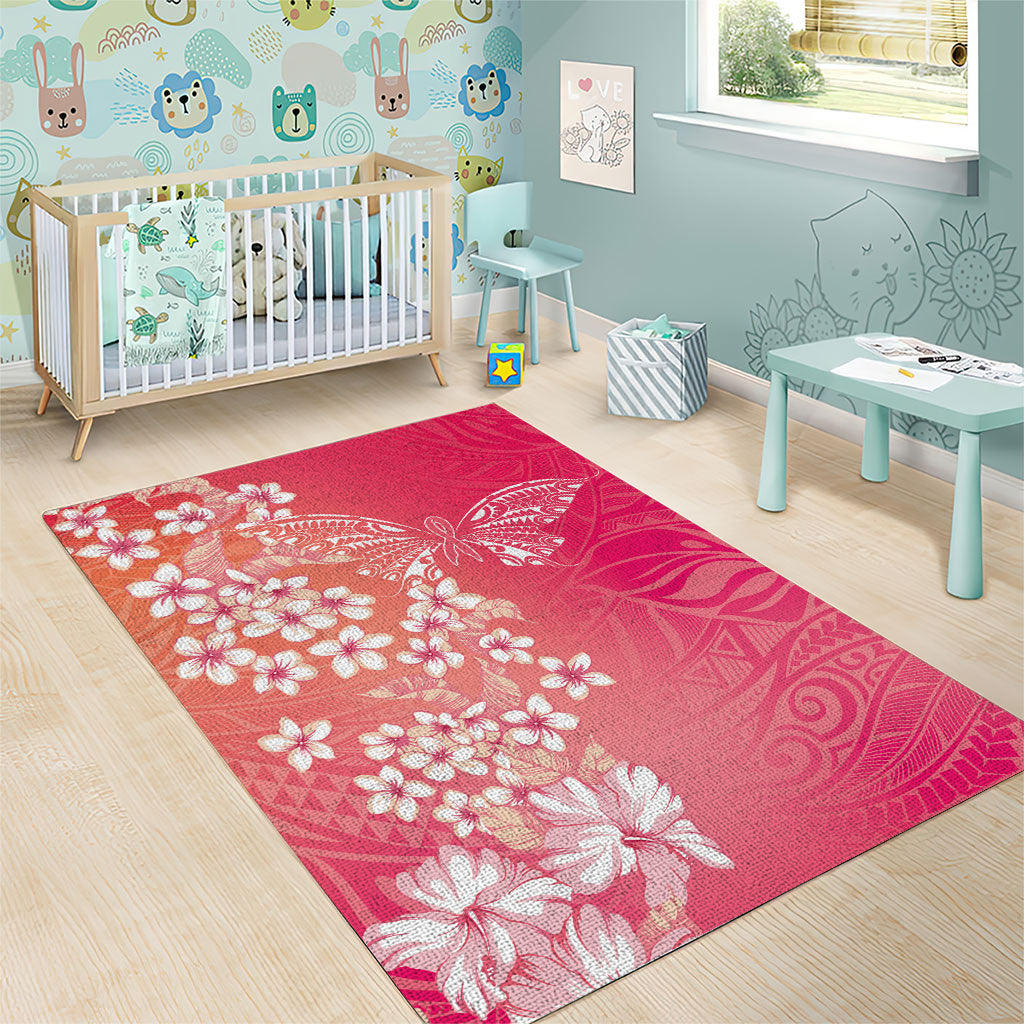 Dreamy Butterfly Polynesian - Breast Cancer Awareness Area Rug Floral Vibes