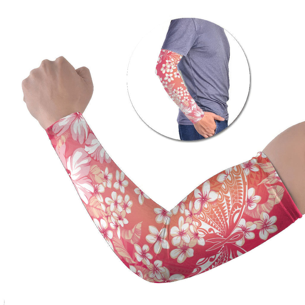 Dreamy Butterfly Polynesian - Breast Cancer Awareness Arm Sleeves Floral Vibes