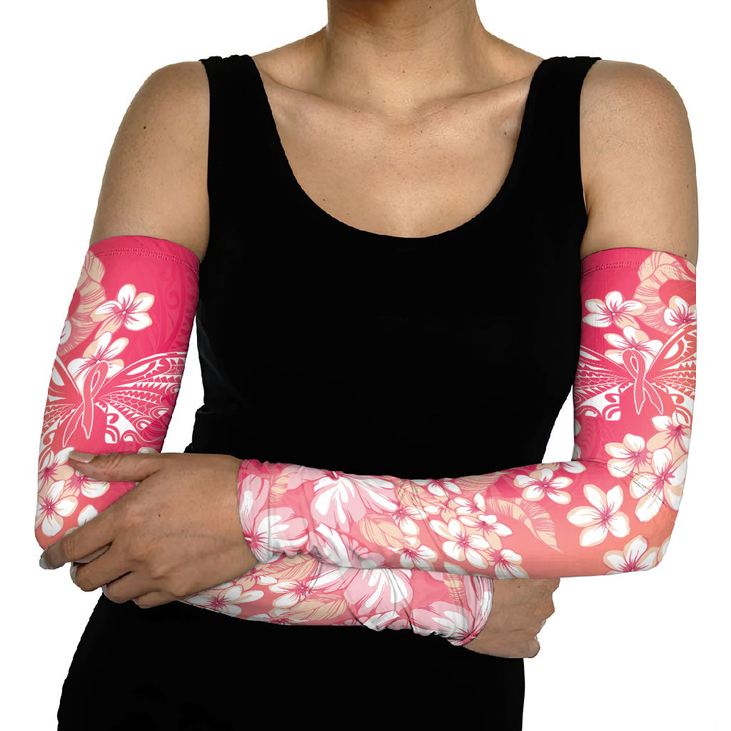 Dreamy Butterfly Polynesian - Breast Cancer Awareness Arm Sleeves Floral Vibes