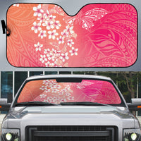 Dreamy Butterfly Polynesian - Breast Cancer Awareness Auto Sun Shade Floral Vibes
